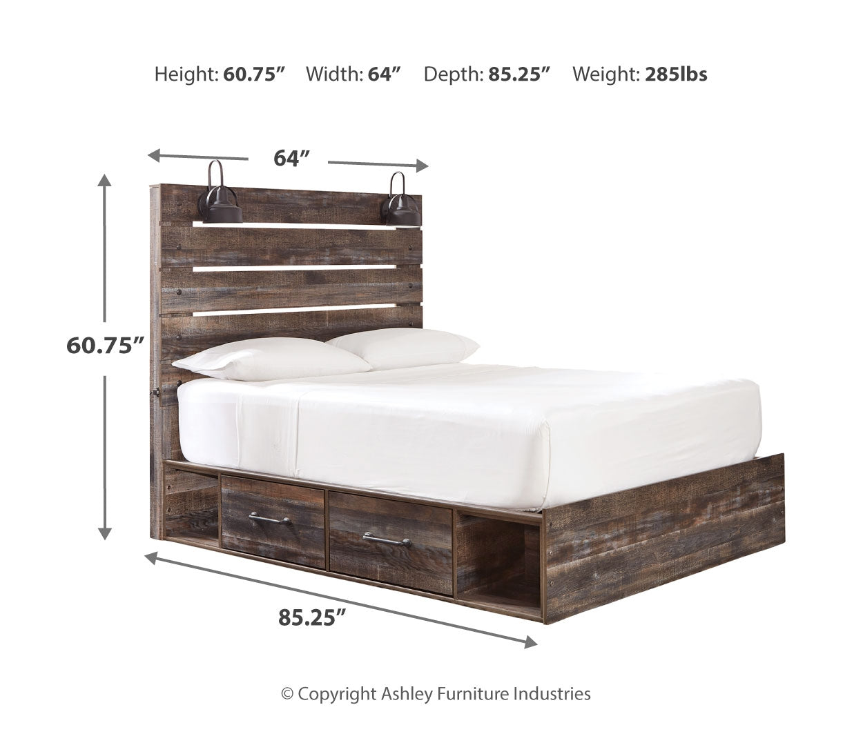 Drystan Bookcase Bed with 2 Storage Drawers