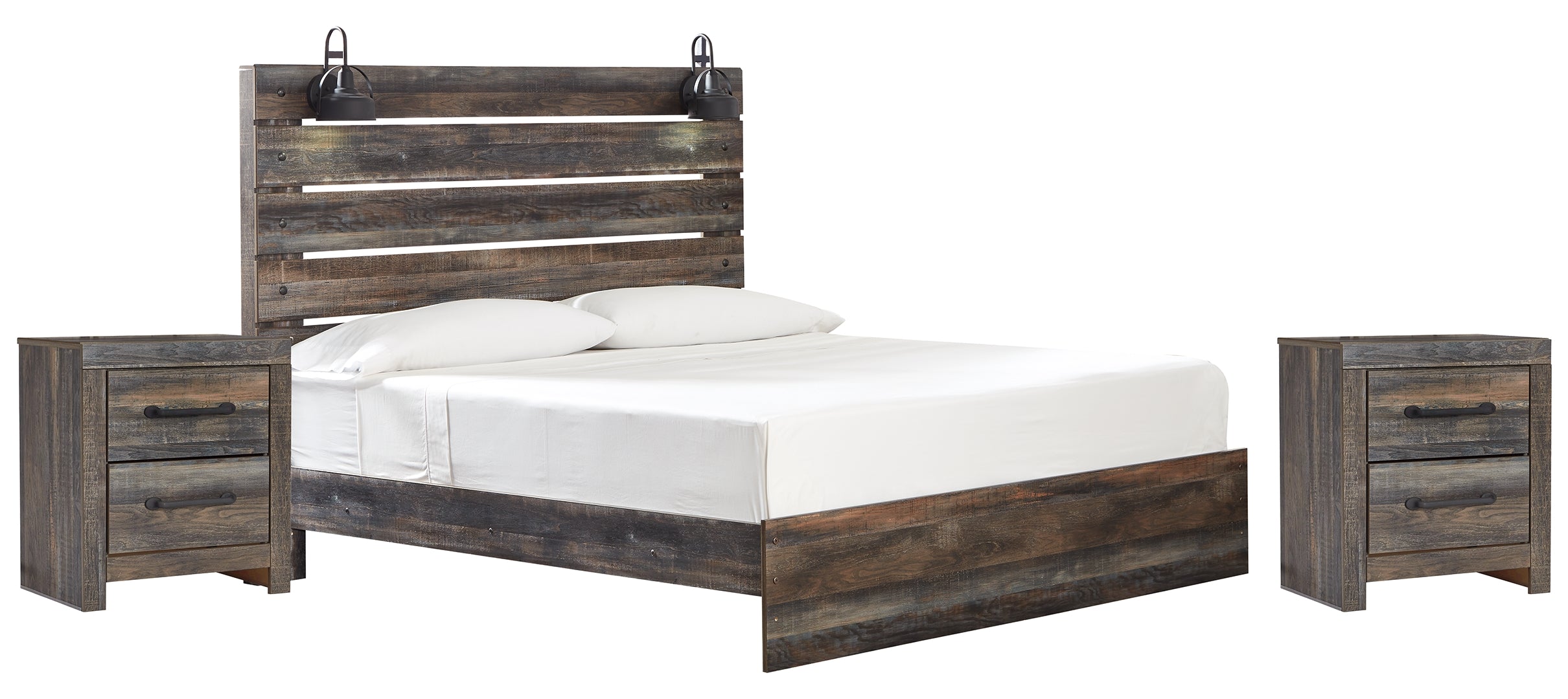 Drystan King Panel Bed with 2 Nightstands