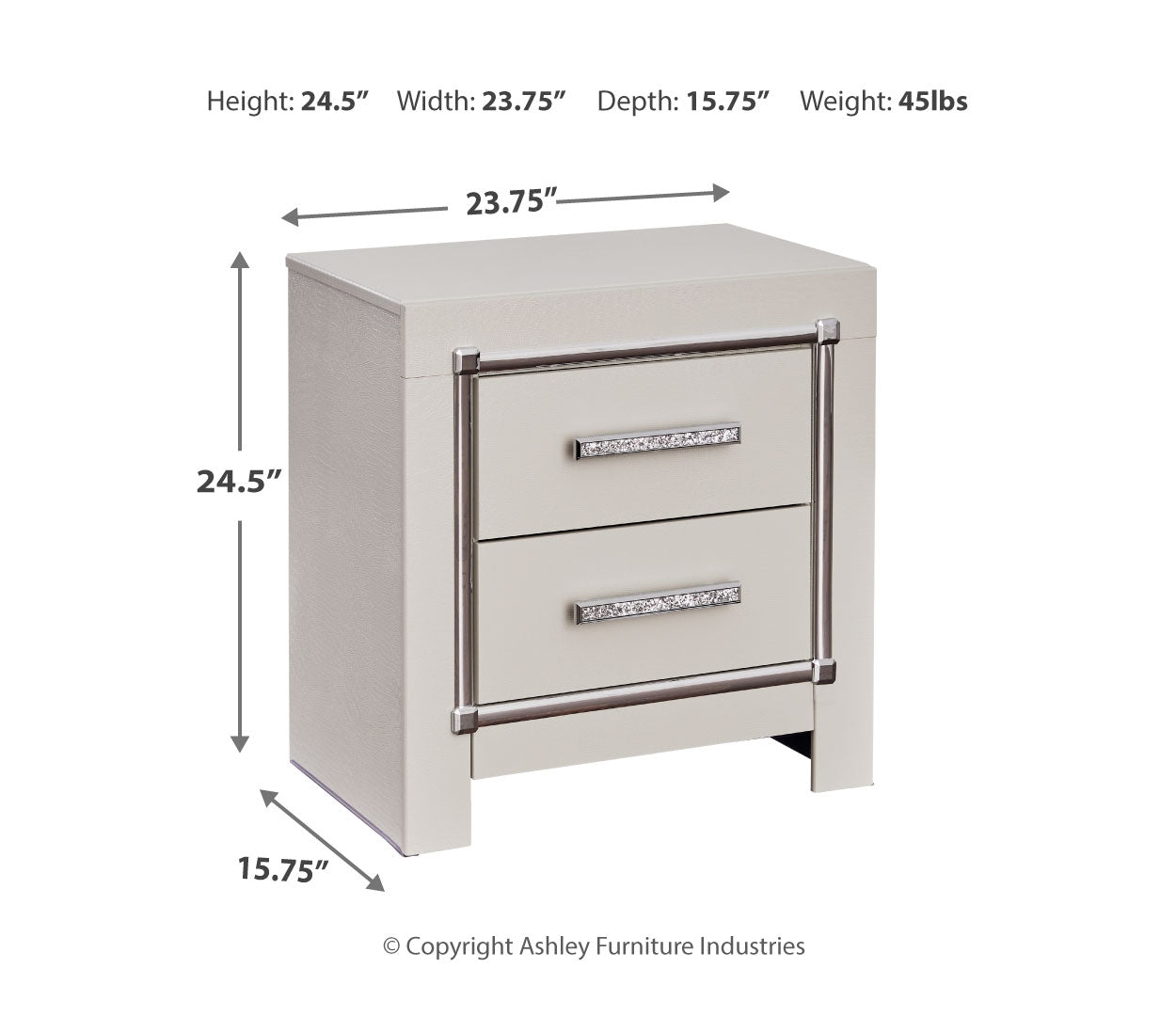 Zyniden Two Drawer Night Stand