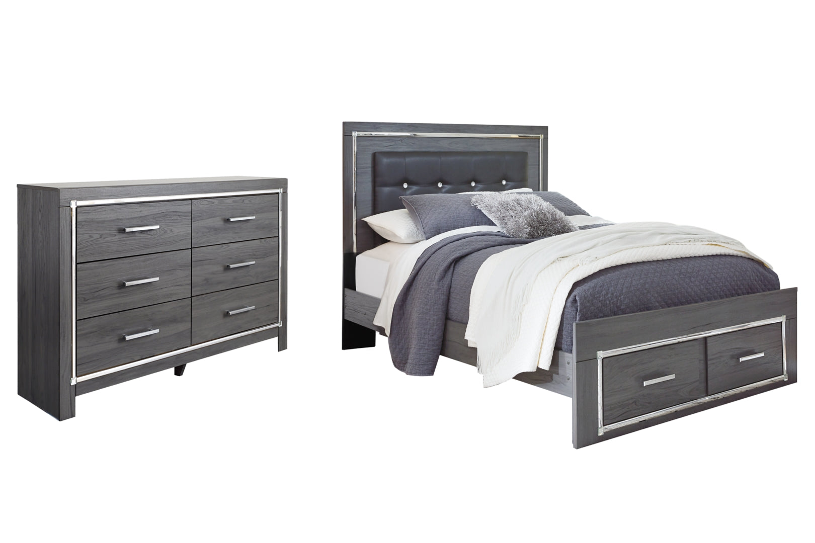 Lodanna Queen Panel Bed with 2 Storage Drawers with Dresser I