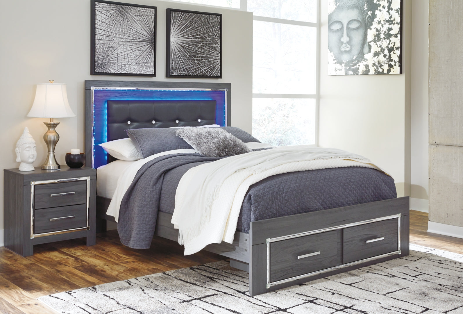 Lodanna Queen Panel Bed with 2 Storage Drawers