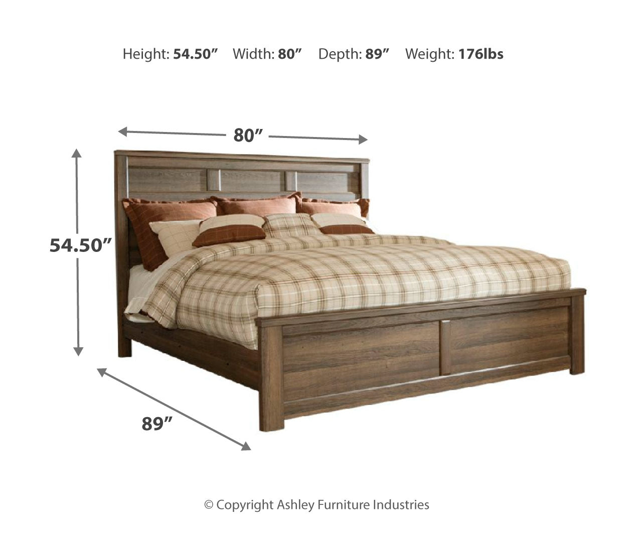 Juararo California King Poster Bed with Mirrored Dresser, Chest and 2 Nightstands