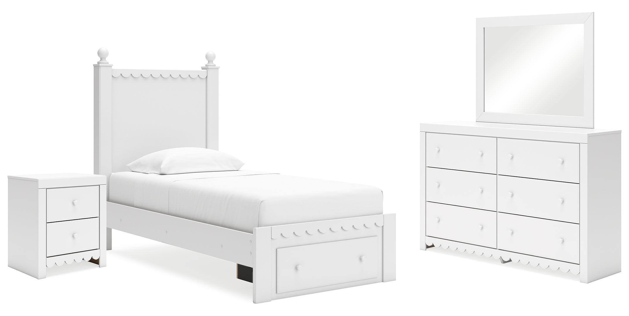 Mollviney White Panel Bedroom Set