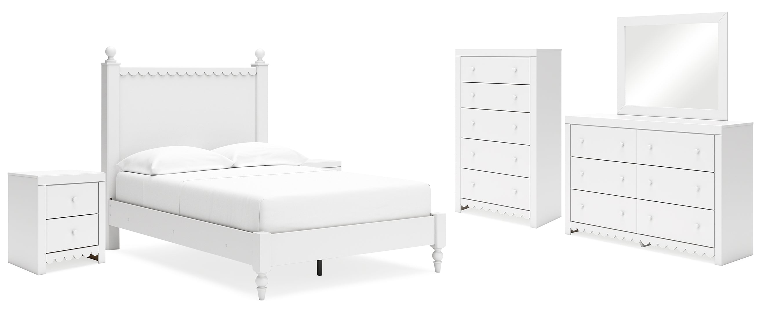 Mollviney White Panel Bedroom Set