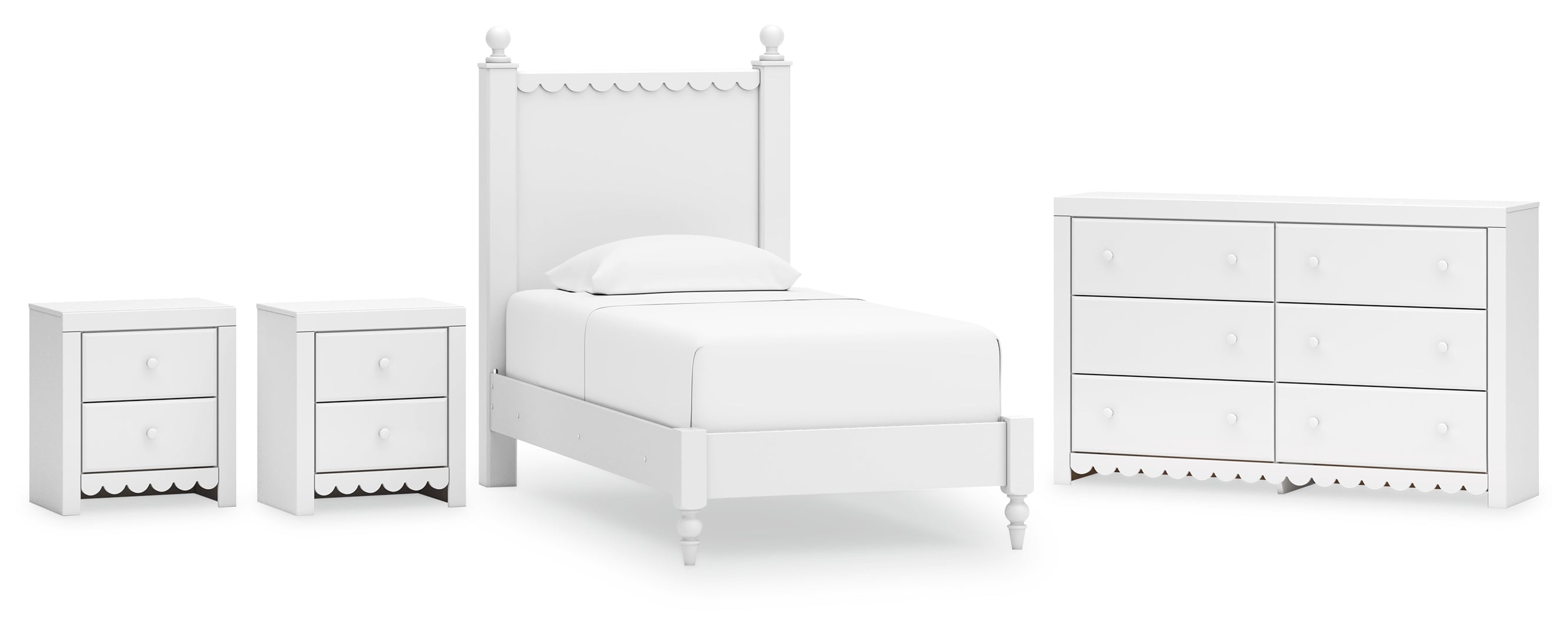 Mollviney Twin Panel Bed with Dresser and 2 Nightstands