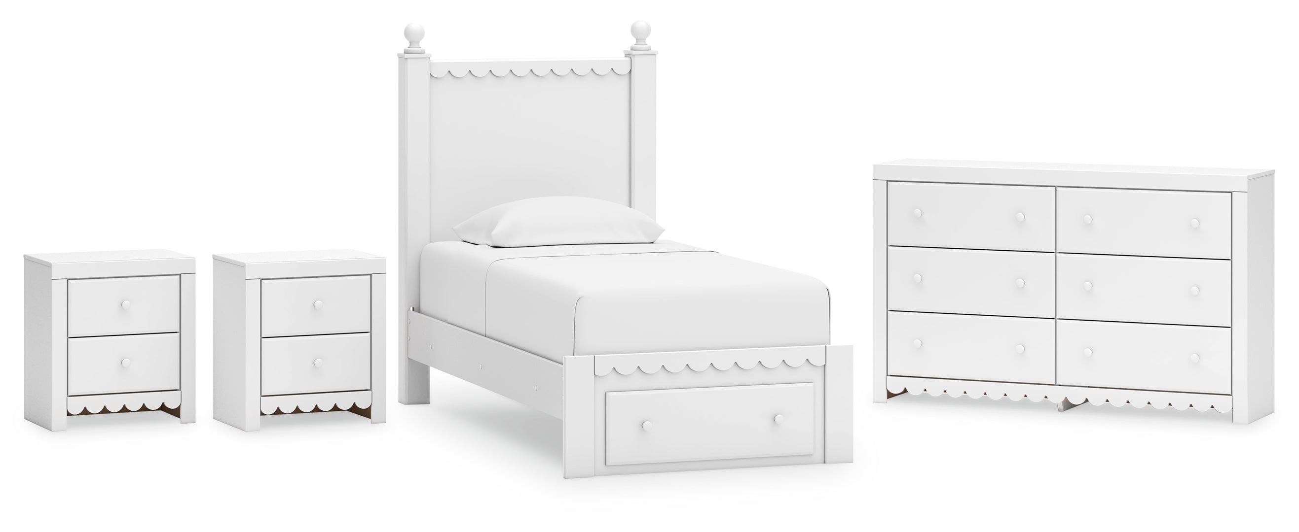 Mollviney Twin Panel Storage Bed with Dresser and 2 Nightstands