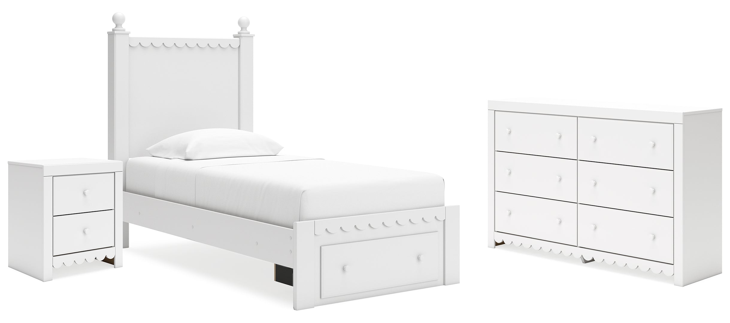 Mollviney Twin Panel Storage Bed with Dresser and Nightstand