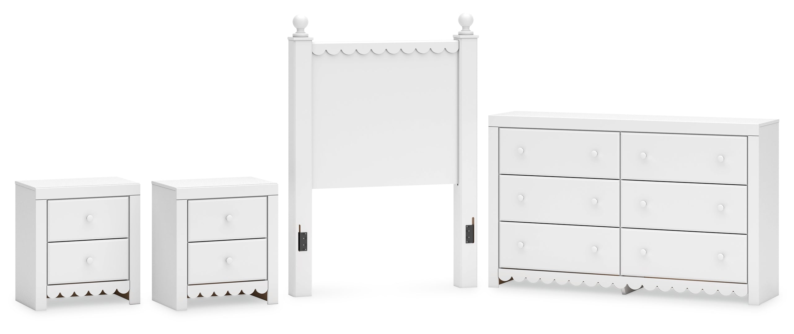 Mollviney Twin Panel Headboard with Dresser and 2 Nightstands