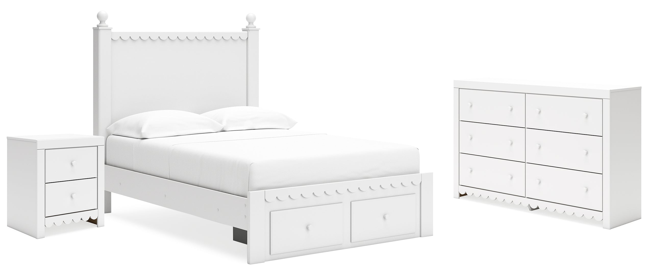 Mollviney Full Panel Storage Bed with Dresser and Nightstand