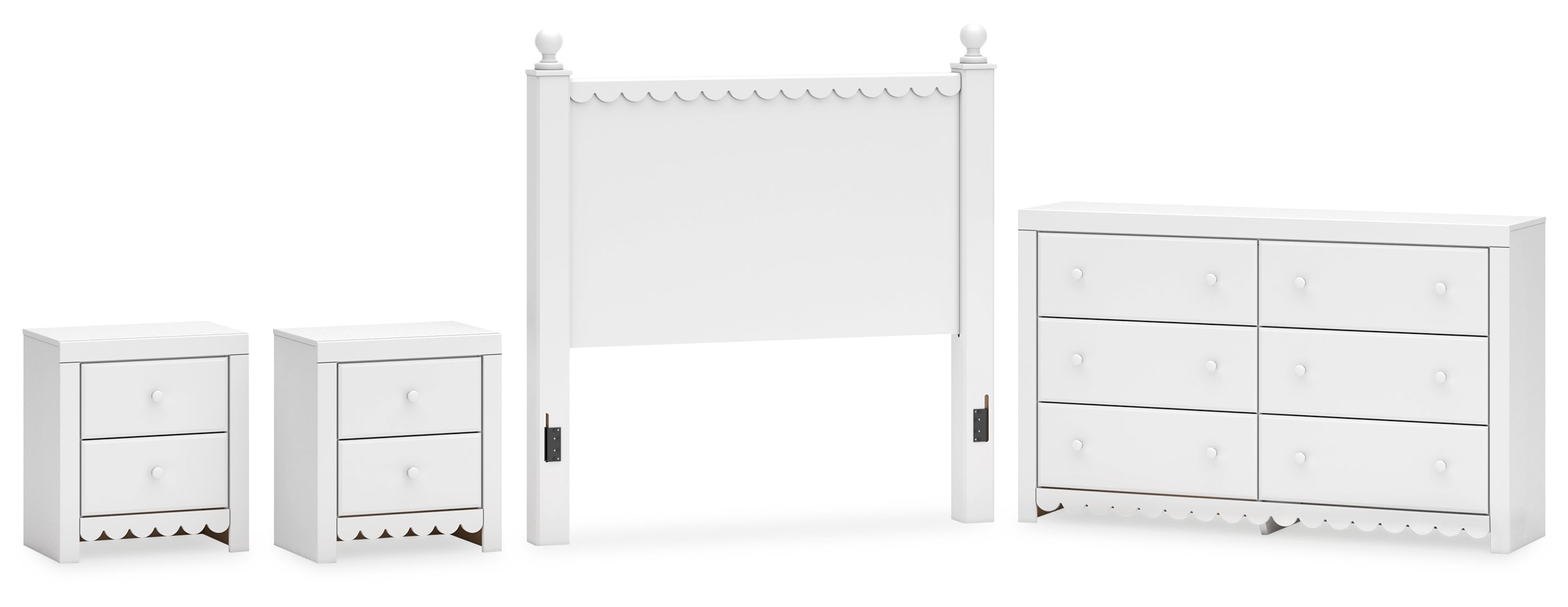 Mollviney Full Panel Headboard with Dresser and 2 Nightstands