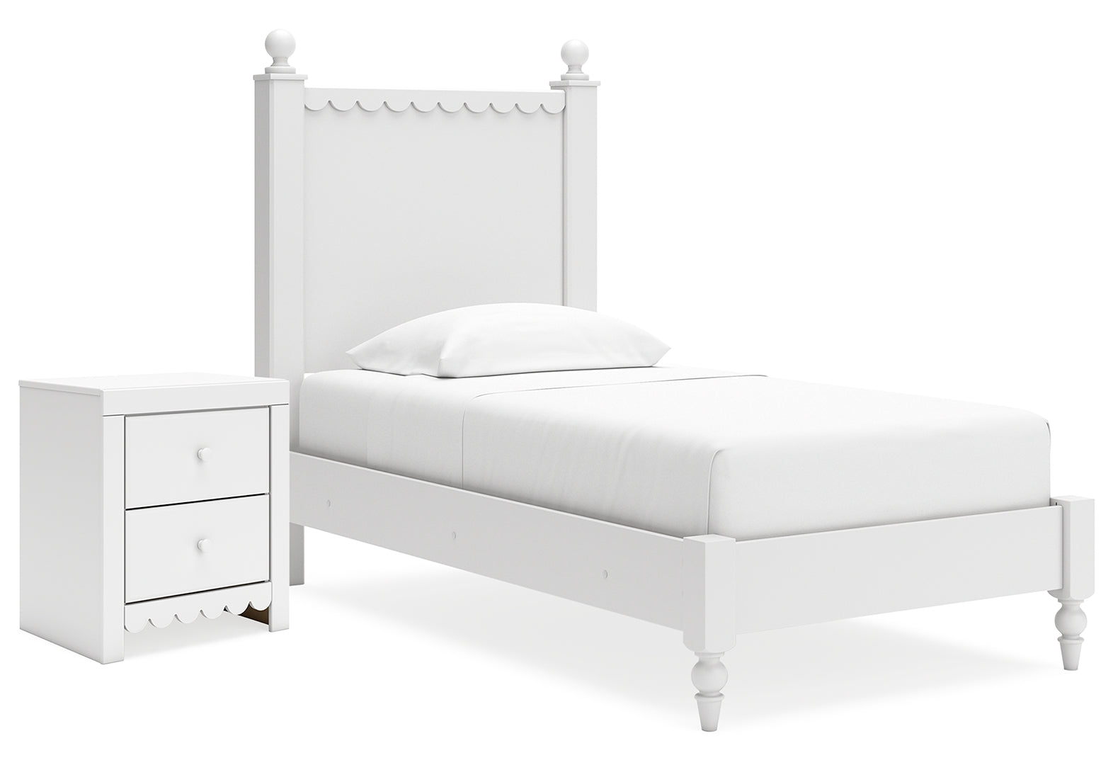 Mollviney Twin Panel Bed with Nightstand