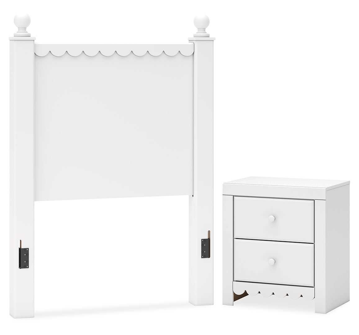 Mollviney Twin Panel Headboard with Nightstand