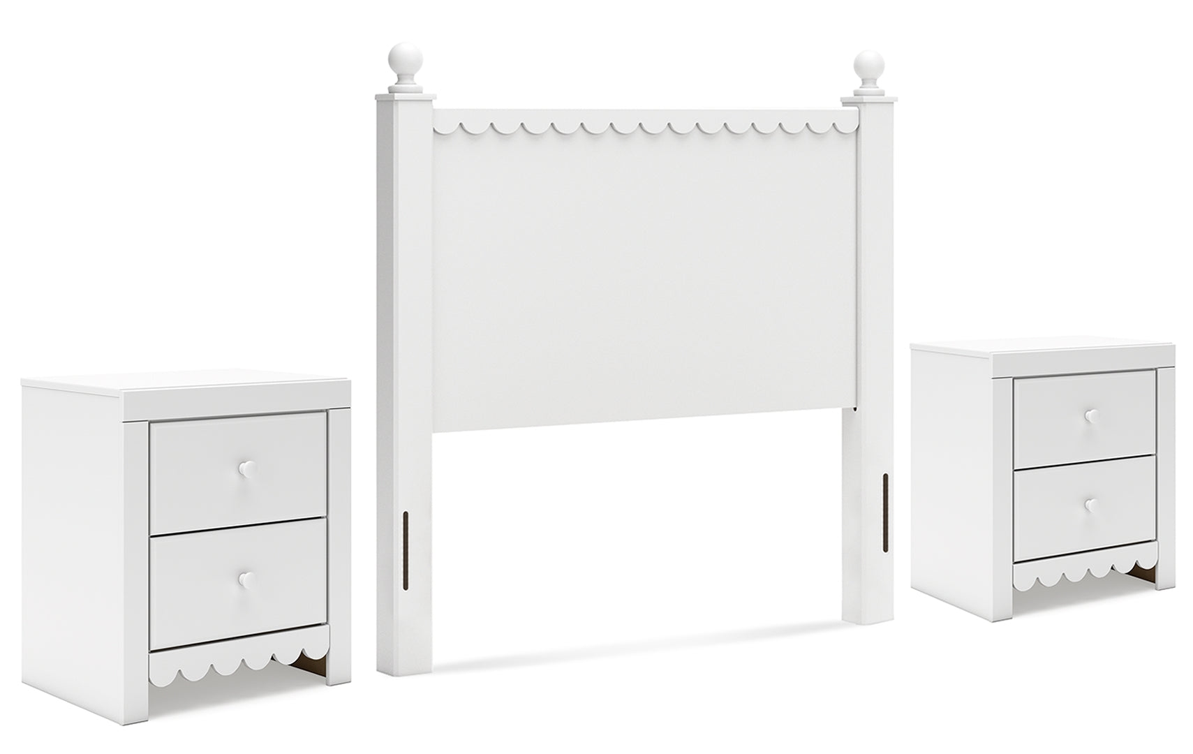 Mollviney Full Panel Headboard with 2 Nightstands