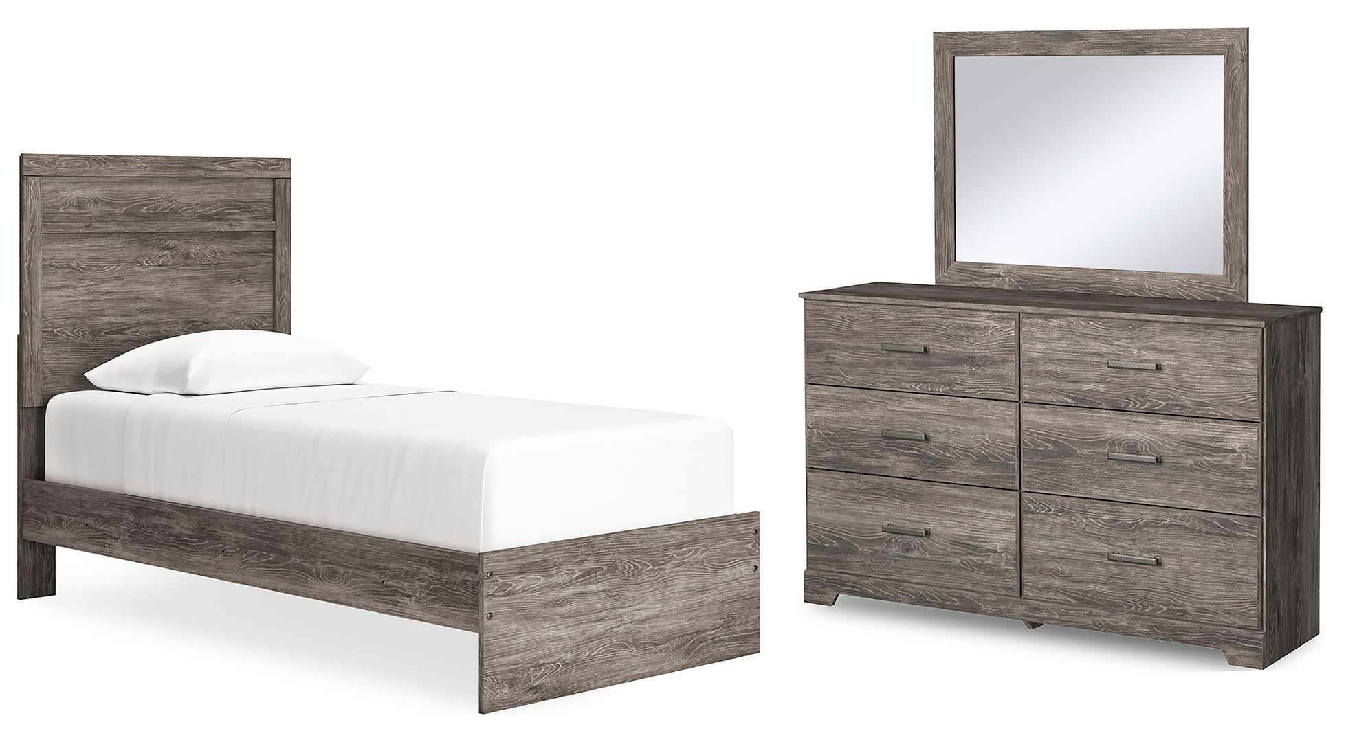 Ralinksi Twin Panel Bed with Mirrored Dresser