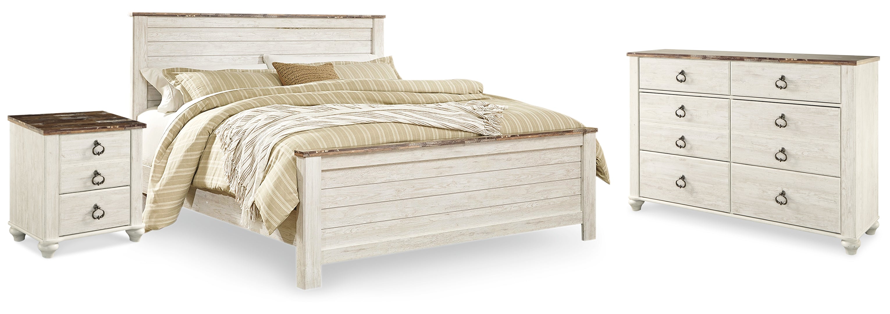 Willowton King Panel Bed with Dresser and Nightstand