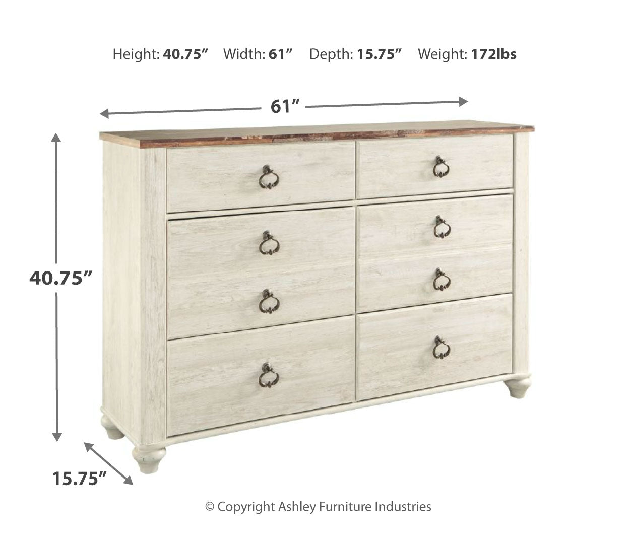 Willowton Six Drawer Dresser