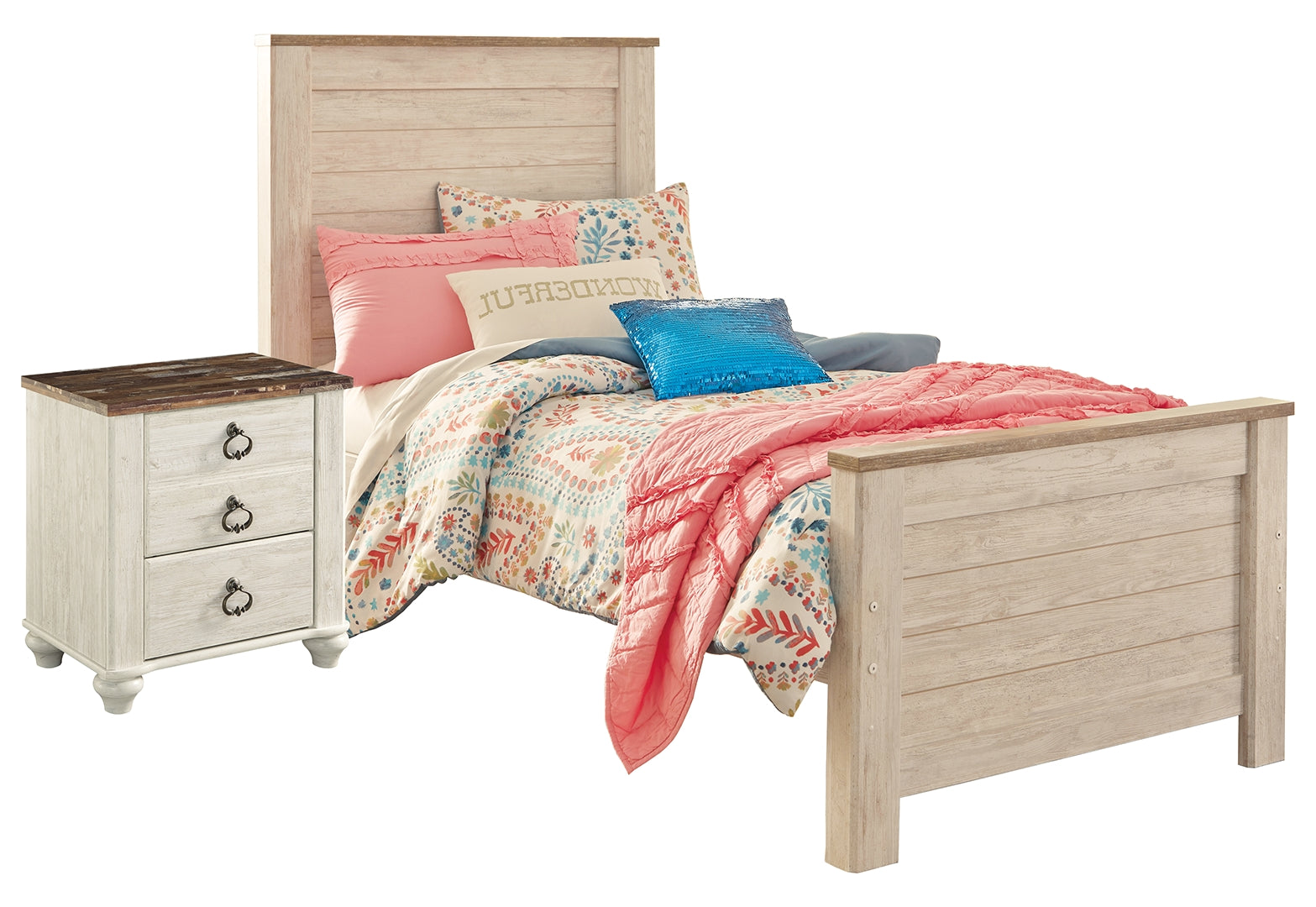 Willowton Twin Panel Bed with Nightstand