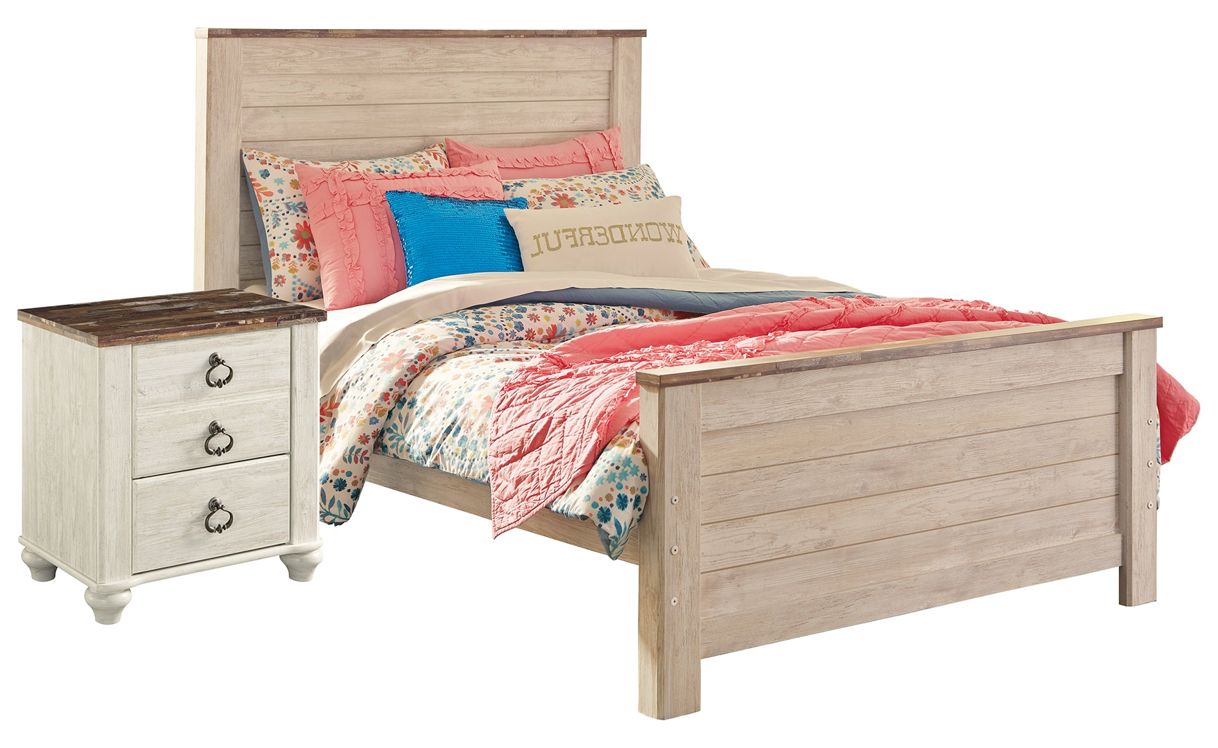 Willowton Full Panel Bed with Nightstand