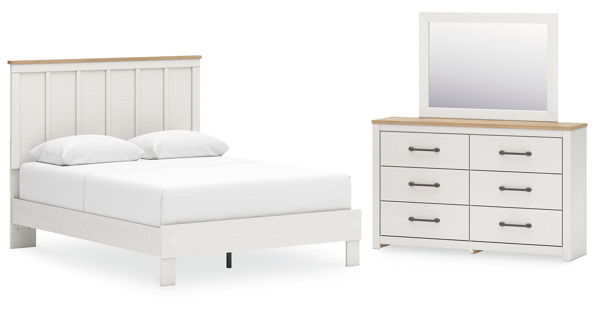 Linnocreek Queen Panel Bed with Mirrored Dresser