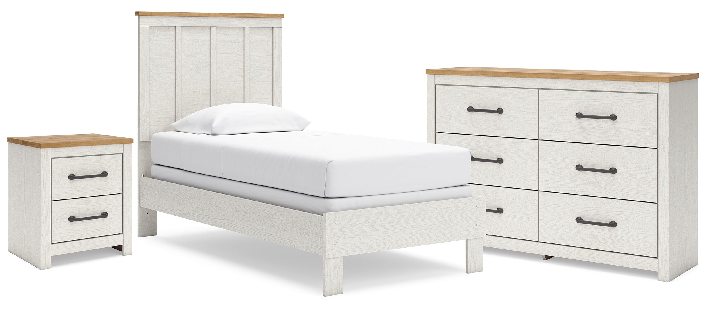 Linnocreek Twin Panel Bed with Dresser and 2 Nightstands