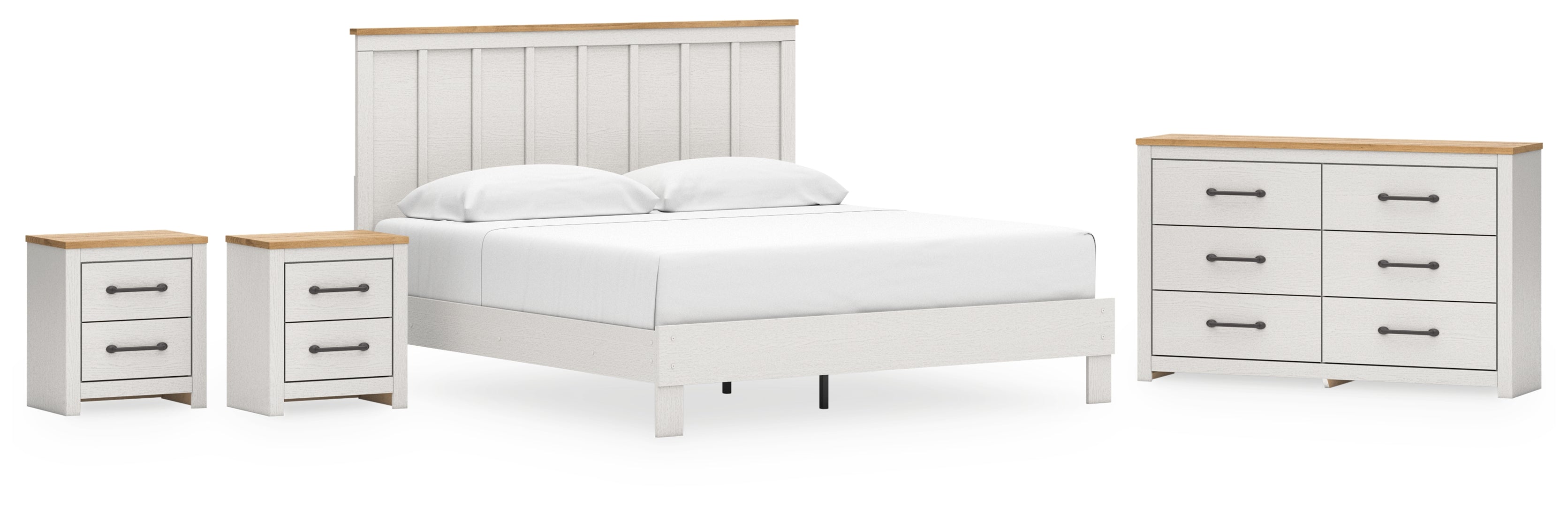 Linnocreek King Panel Bed with Dresser and 2 Nightstands