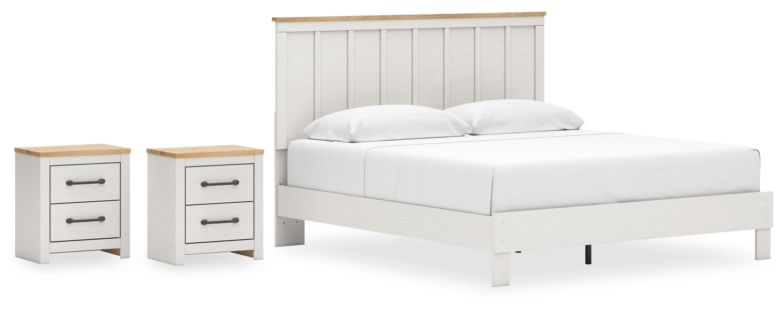 Linnocreek King Panel Bed with 2 Nightstands