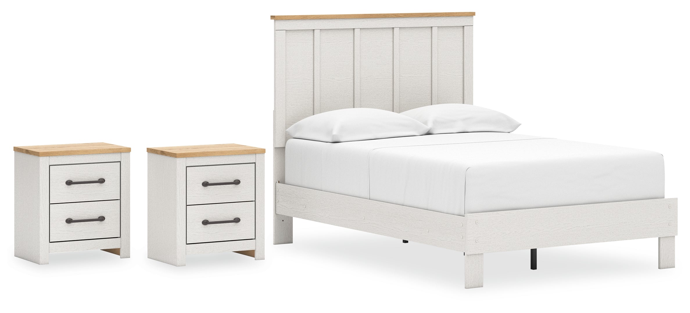 Linnocreek Full Panel Bed with 2 Nightstands