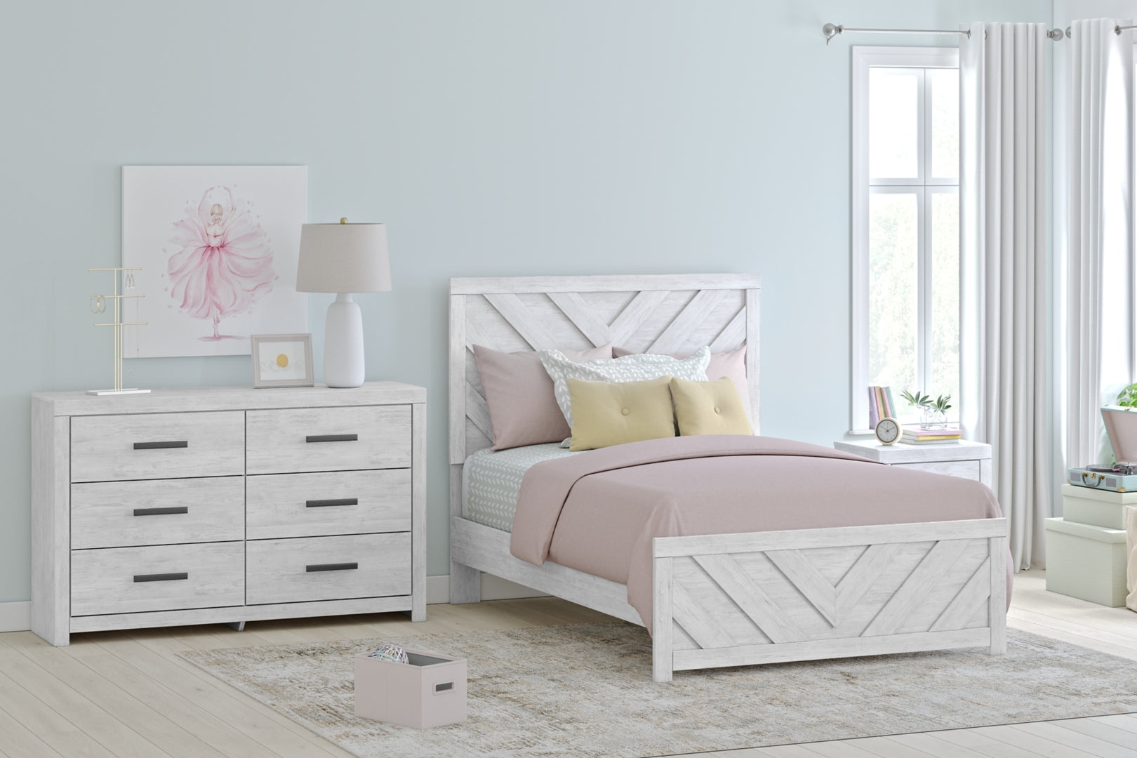 Cayboni Full Panel Bed with Dresser and Nightstand