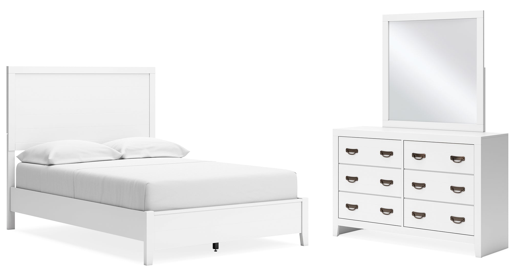 Binterglen Full Panel Bed with Mirrored Dresser