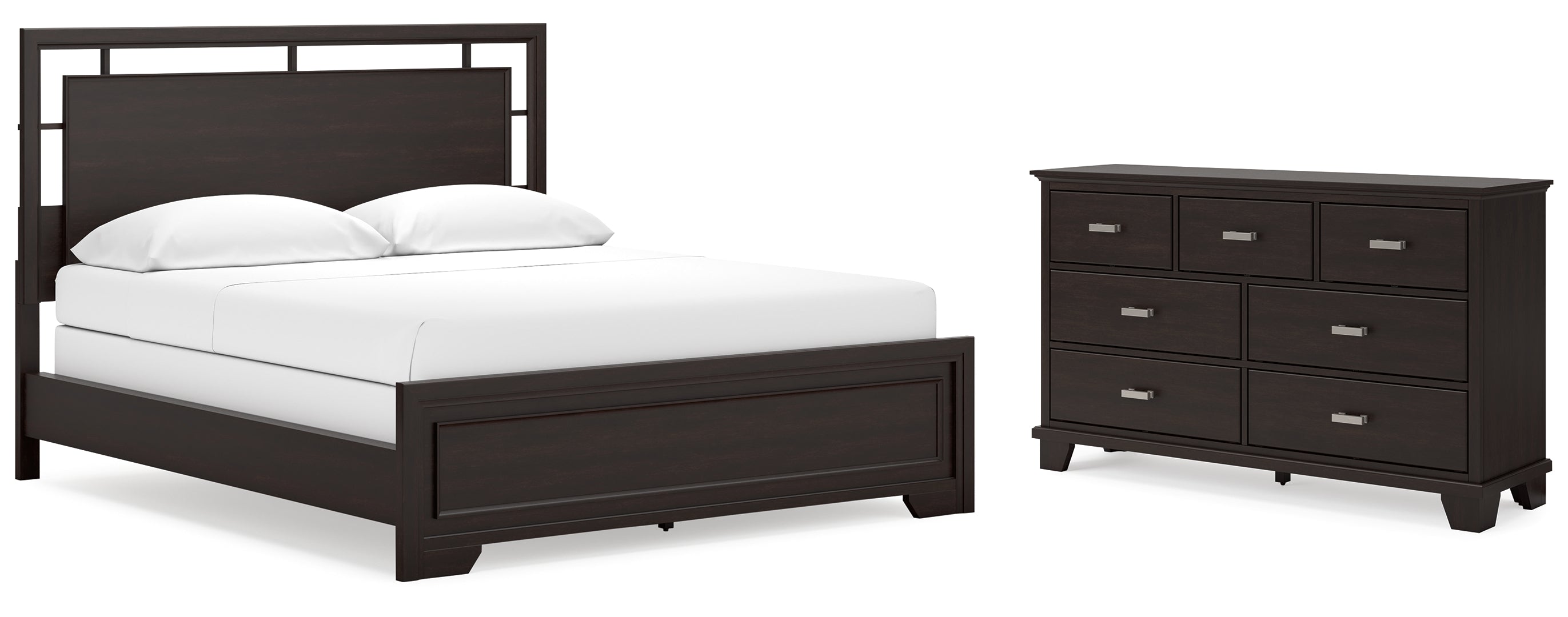 Covetown California King Panel Bed with Dresser