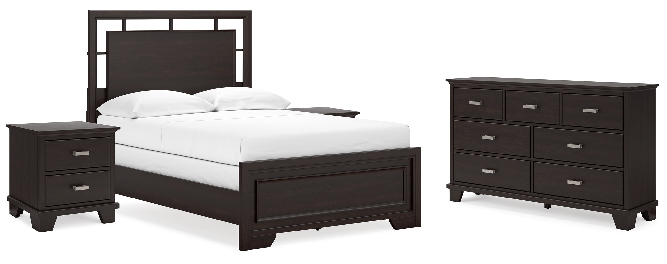 Covetown Full Panel Bed with Dresser and 2 Nightstands