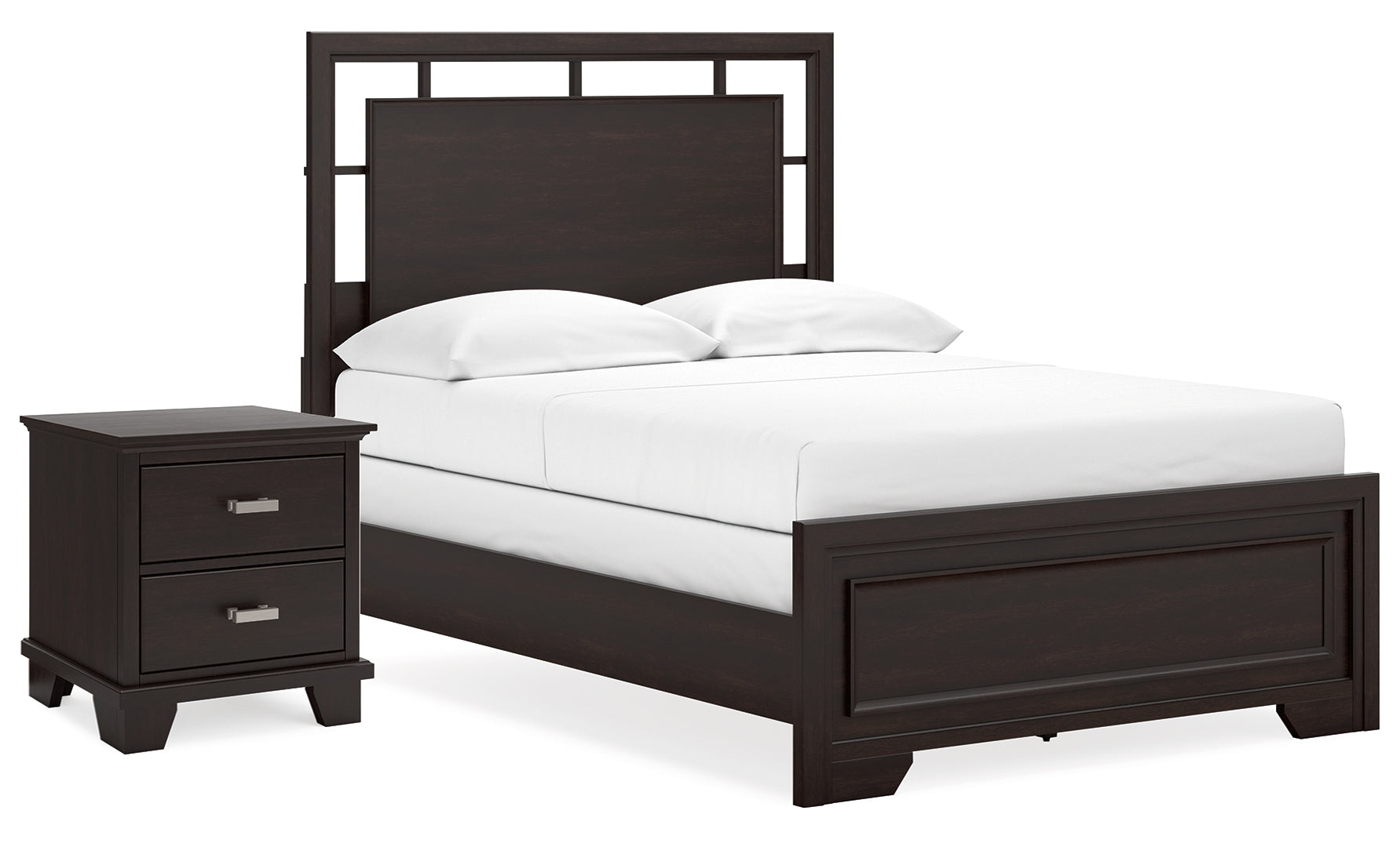 Covetown Full Panel Bed with Nightstand