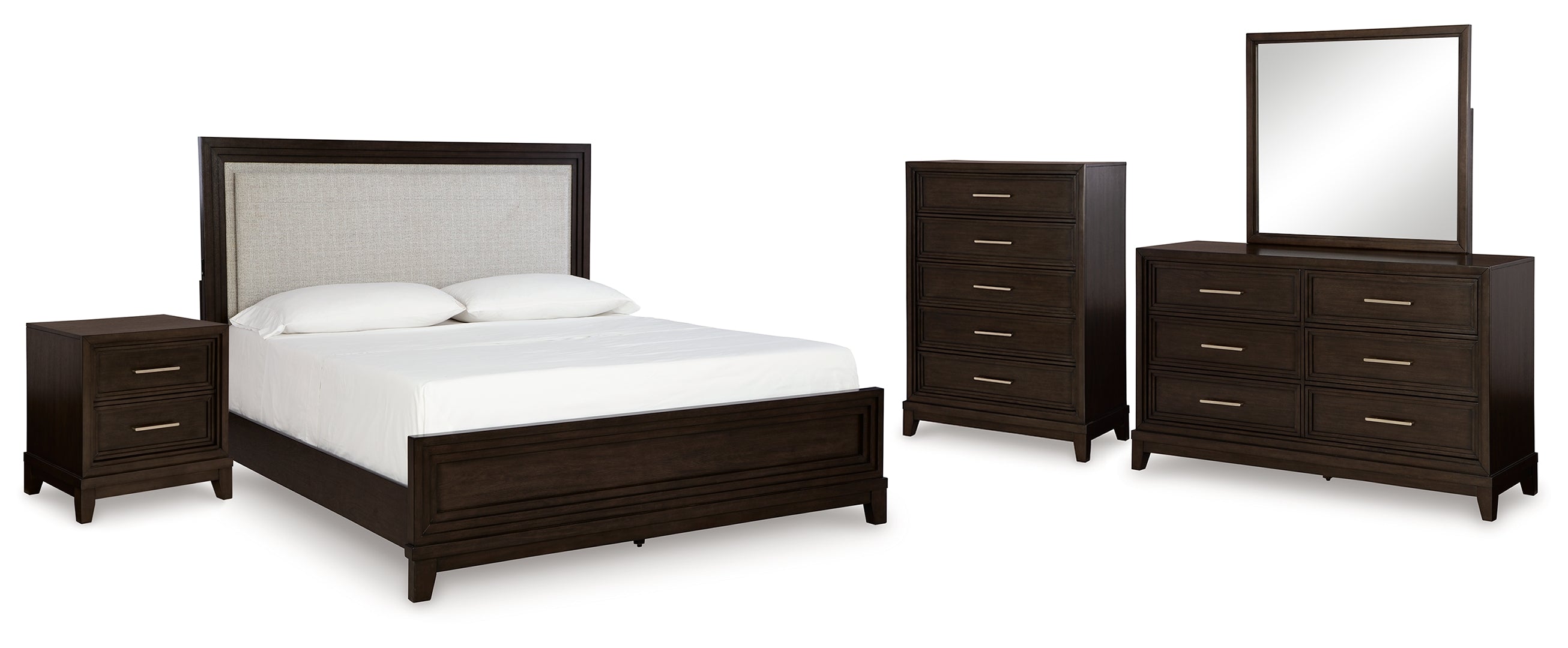 Neymorton Black Upholstered Panel Bedroom Set