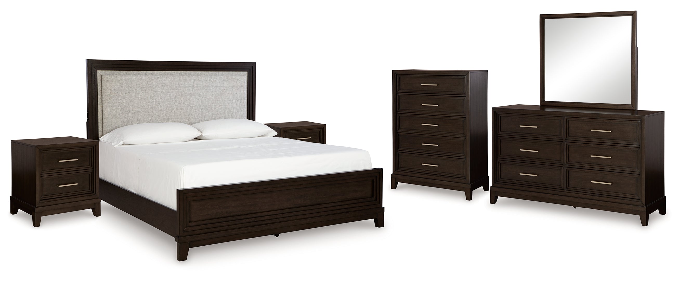 Neymorton Black Upholstered Panel Bedroom Set