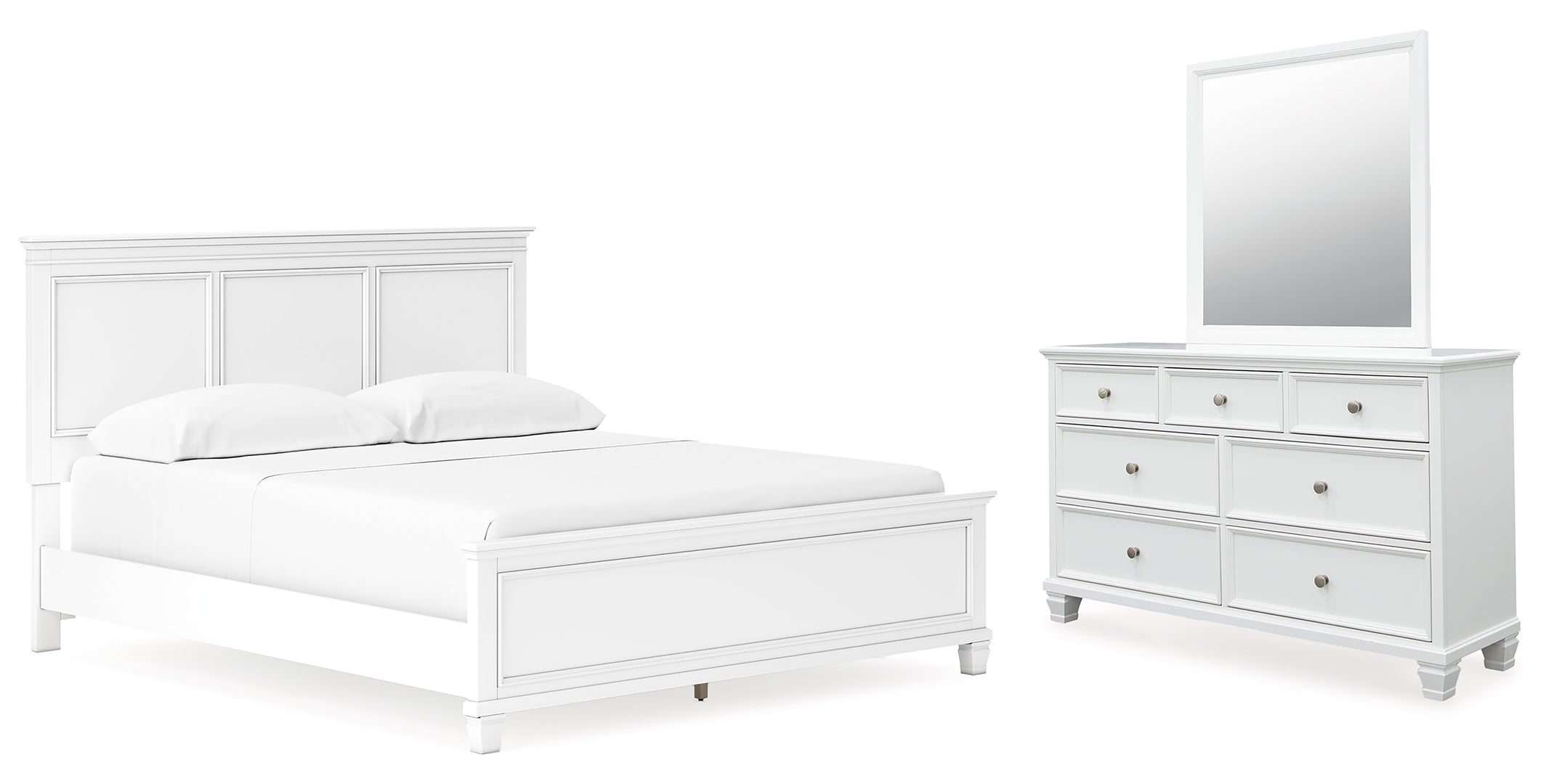 Fortman California King Panel Bed with Mirrored Dresser