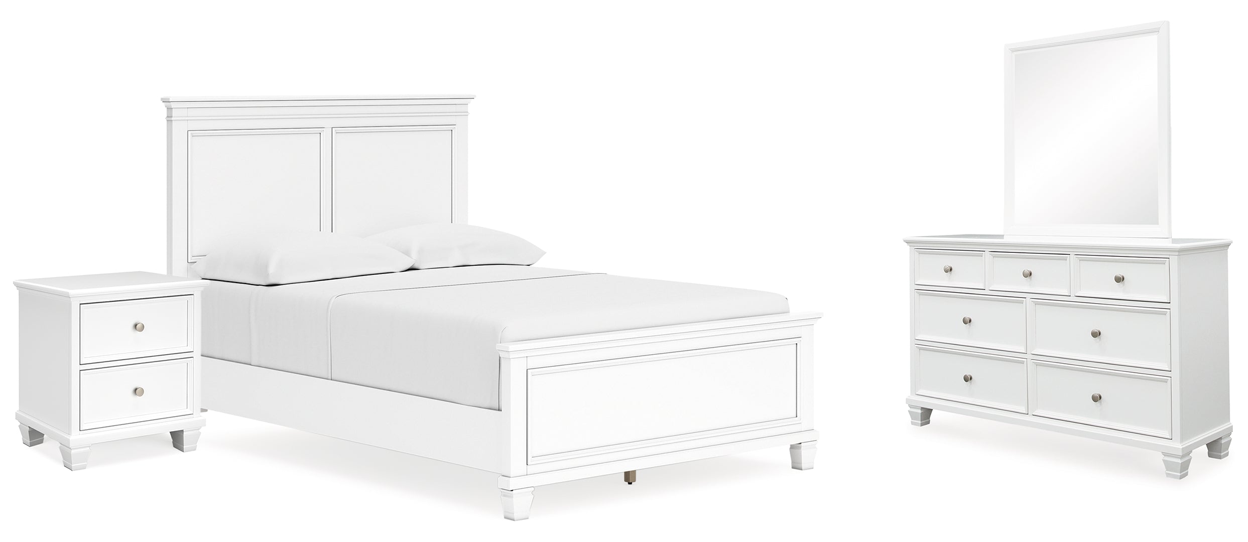 Fortman Full Panel Bed with Mirrored Dresser and Nightstand