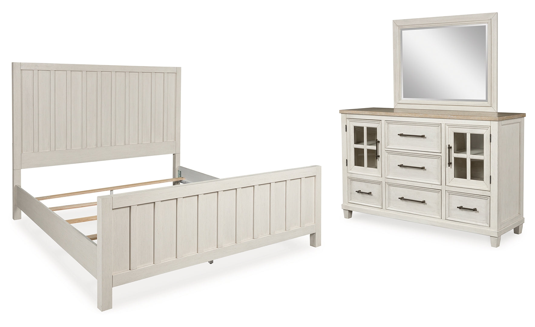 Shaybrock California King Panel Bed with Mirrored Dresser