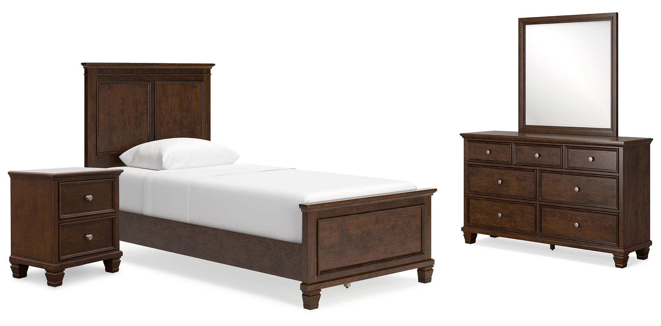 Danabrin Twin Panel Bed with Mirrored Dresser and Nightstand