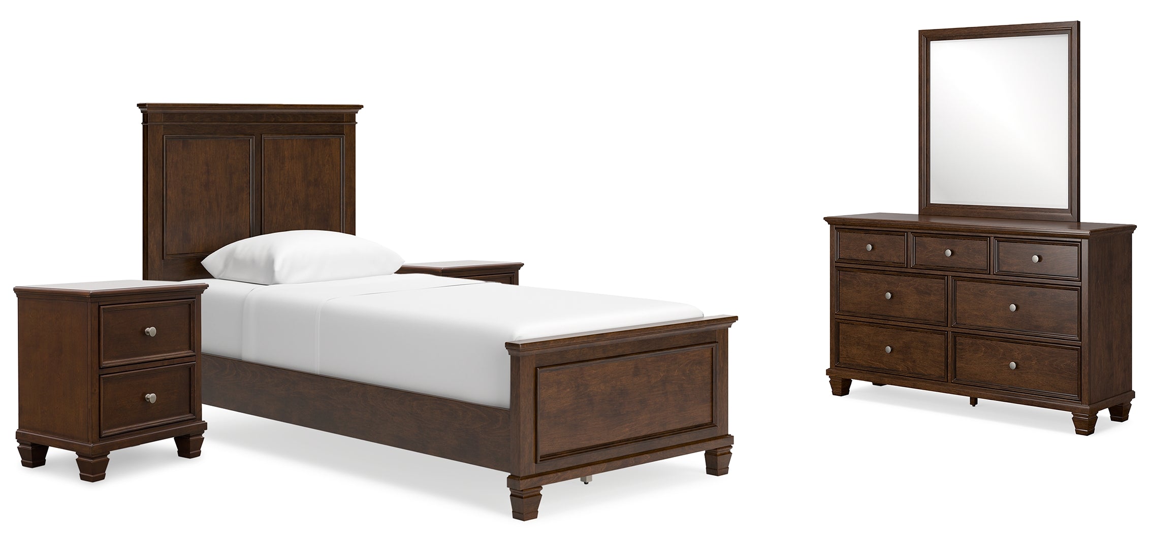 Danabrin Twin Panel Bed with Mirrored Dresser and 2 Nightstands