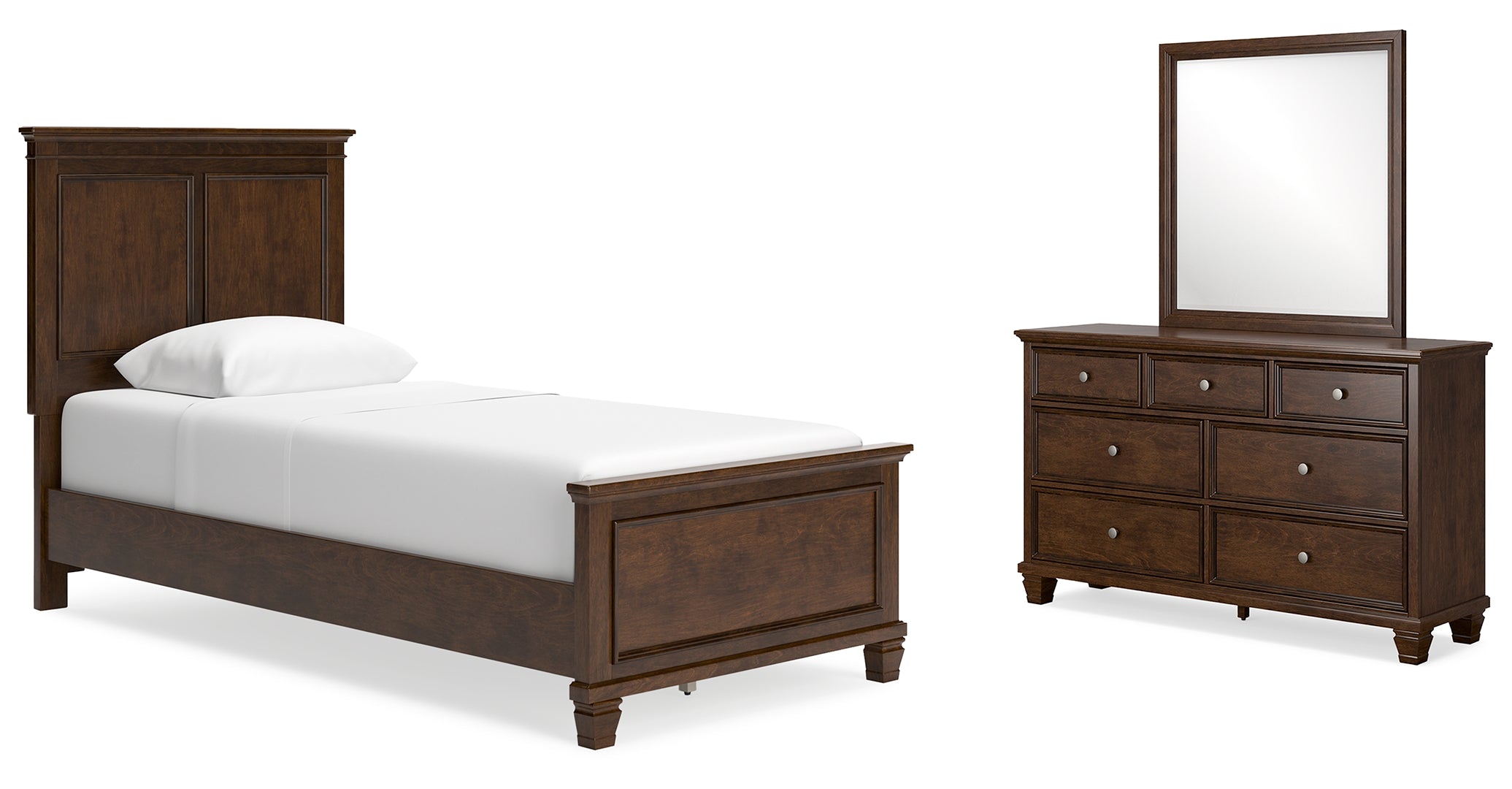 Danabrin Twin Panel Bed with Mirrored Dresser