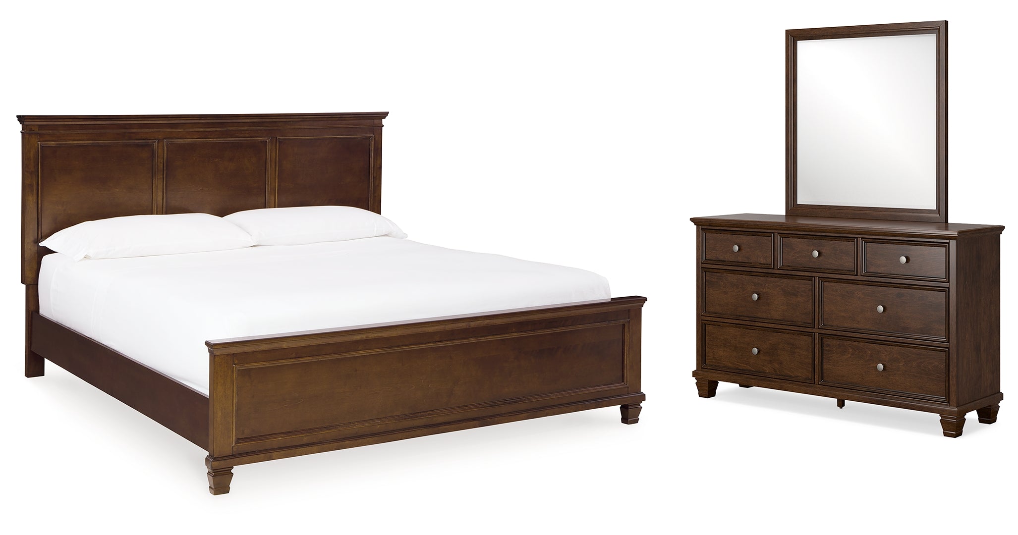 Danabrin King Panel Bed with Mirrored Dresser