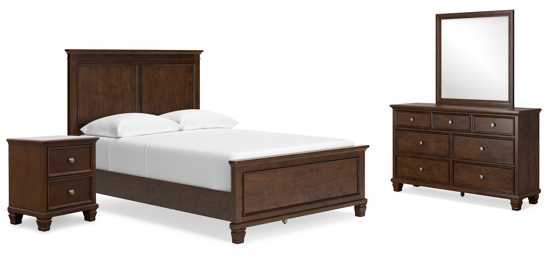 Danabrin Full Panel Bed with Mirrored Dresser and Nightstand