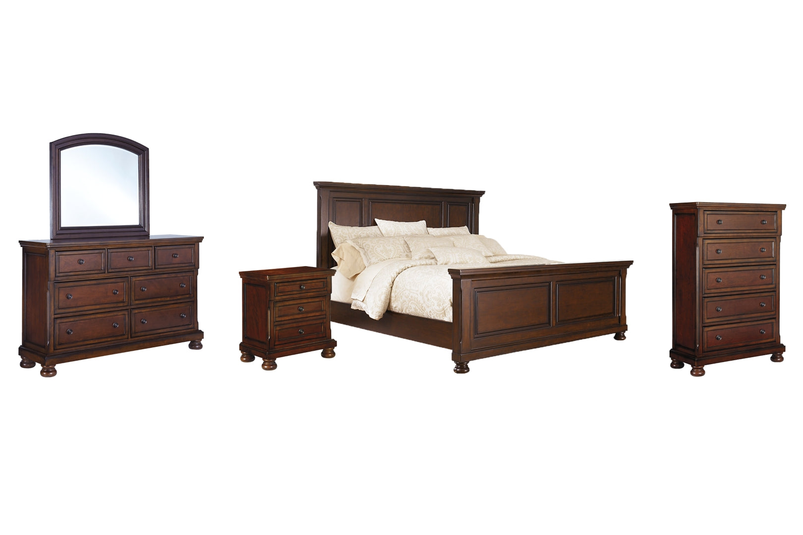 Porter Queen Panel Bed with Mirrored Dresser, Chest and Nightstand