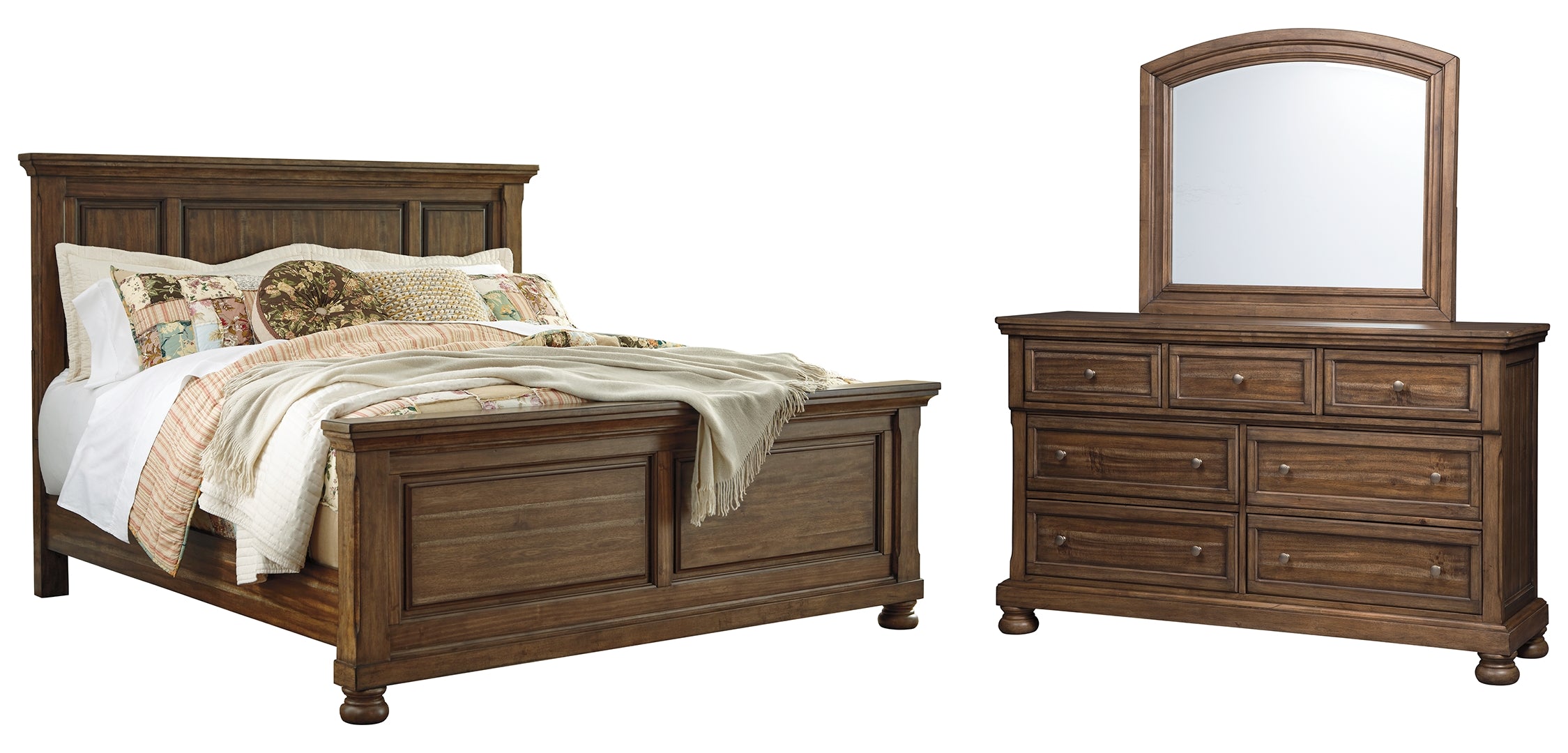 Flynnter Queen Panel Bed with Mirrored Dresser