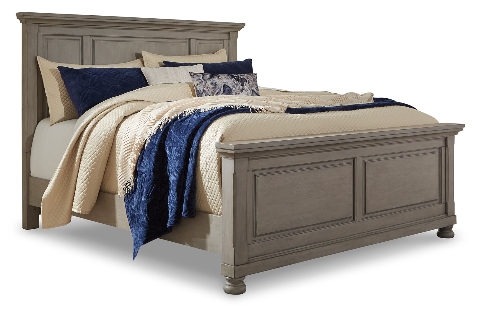 Lettner Queen Panel Bed with Mirrored Dresser and 2 Nightstands I