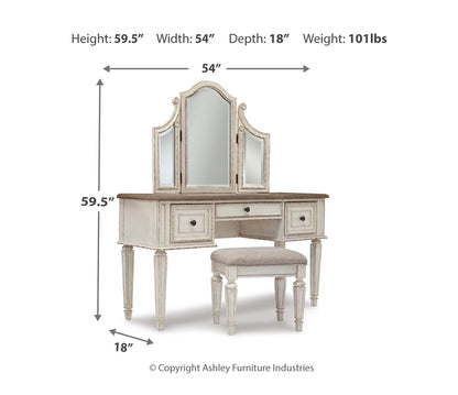 Realyn Vanity/Mirror/Stool (3/CN)