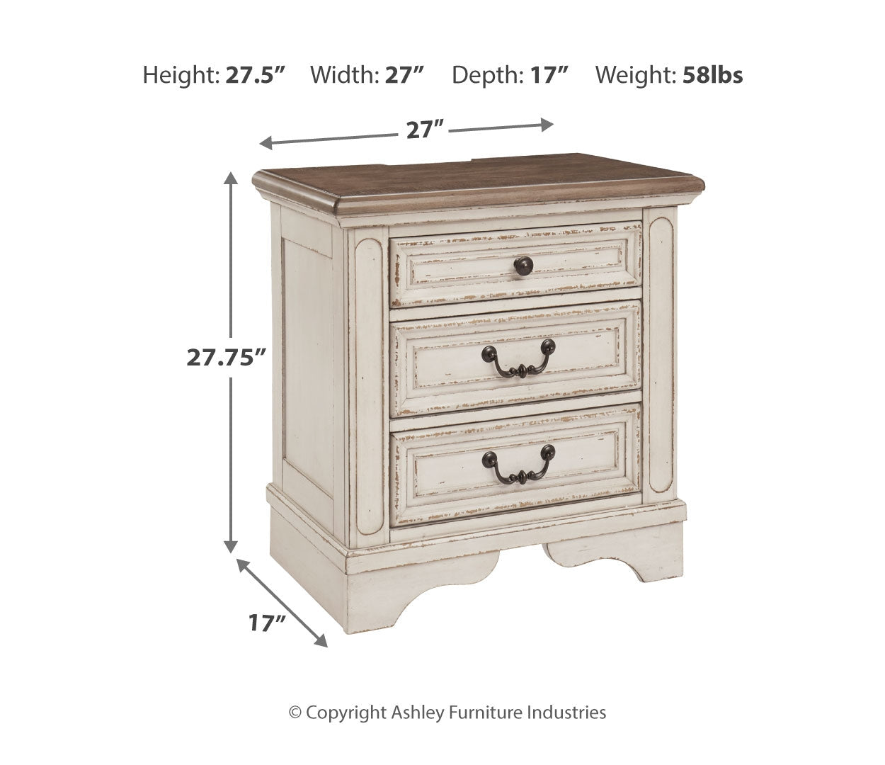 Realyn Three Drawer Night Stand