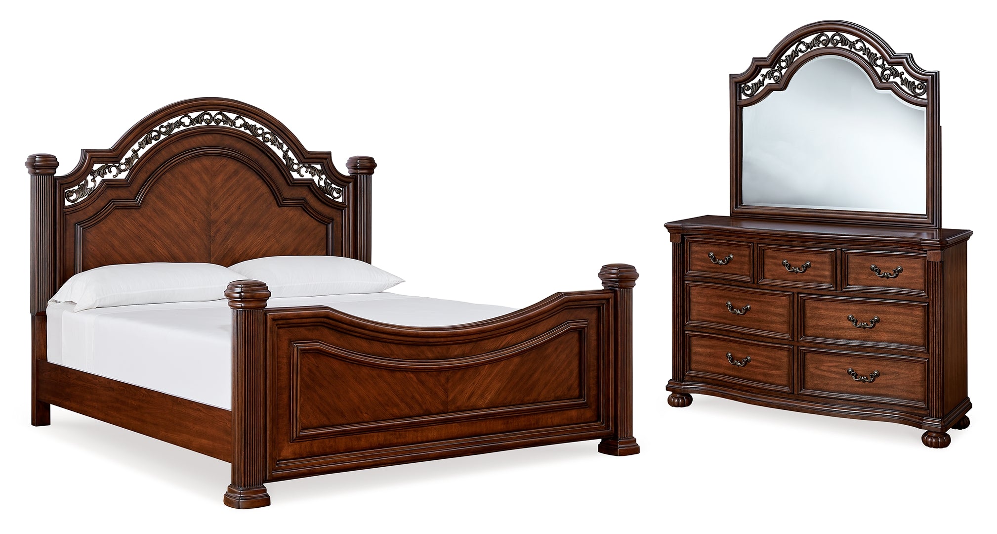 Lavinton Queen Poster Bed with Mirrored Dresser