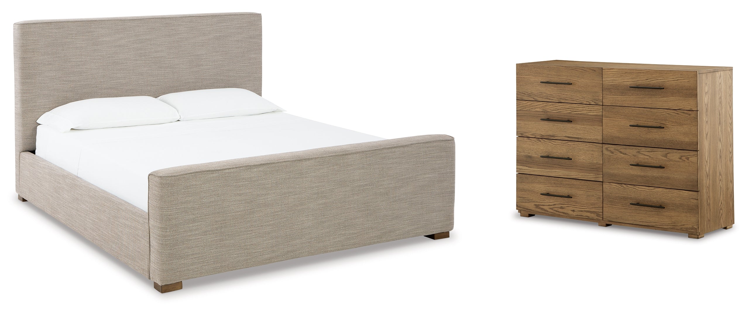 Dakmore King Upholstered Bed with Dresser