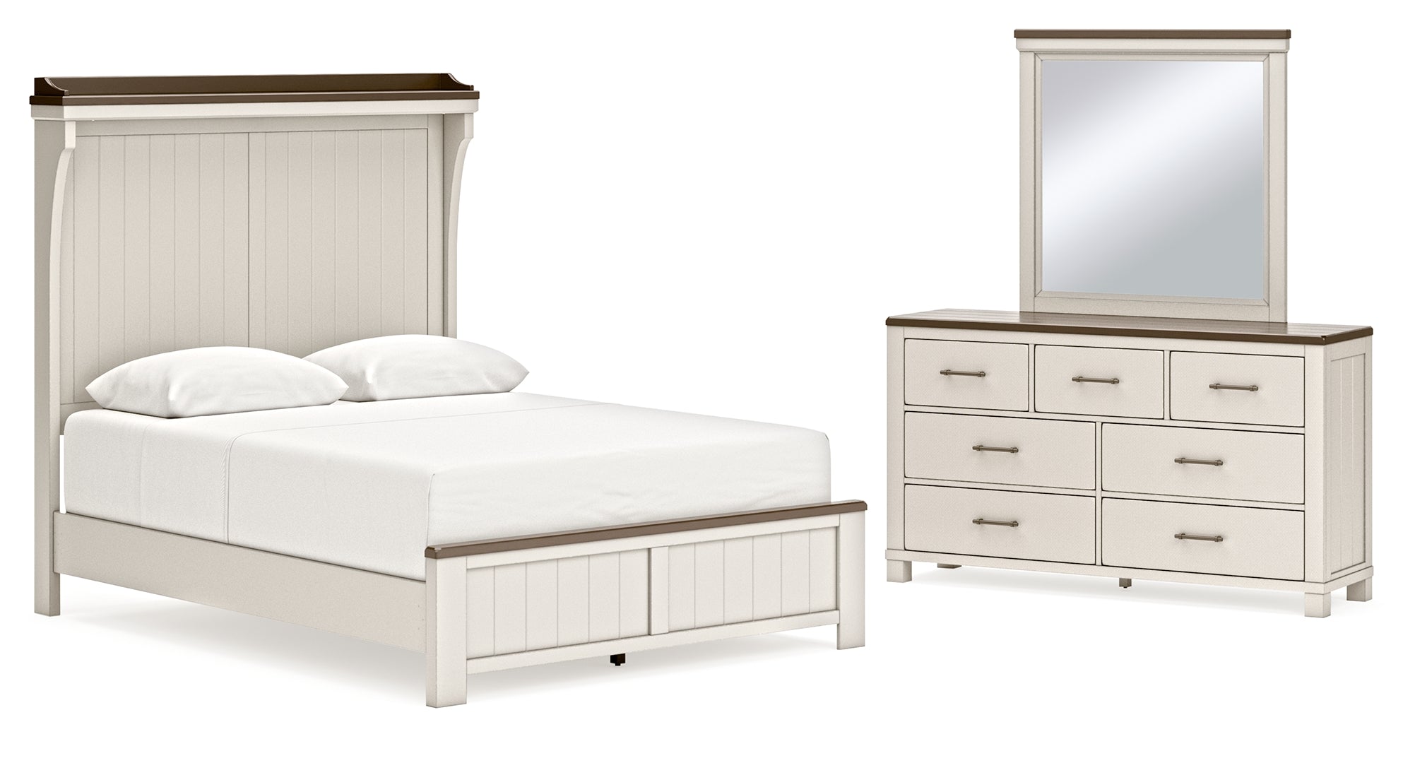 Darborn Queen Panel Bed with Mirrored Dresser